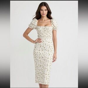 HOUSE OF CB 'Bellucci' Garden Print Shirred Sundress/Size S-US 4-6 $239